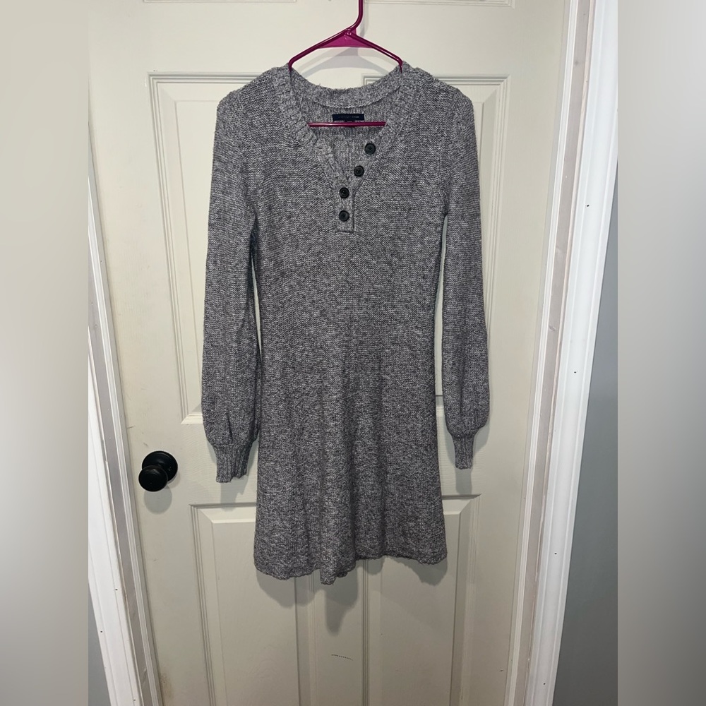 Sweater dress with cuffed sleeves
